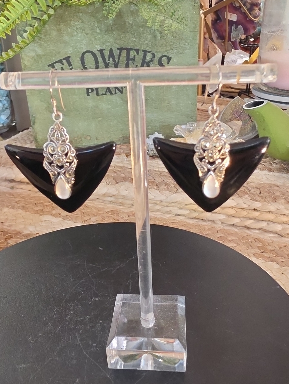 Shashi Qingming Black Onyx, Marcasite, Mother Of Pearl Sterling Silver Earrings